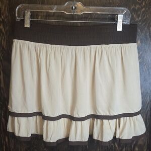 So Cute 'Hazel' 'Anthropologie' Cream & Brown Tiered Ruffled Women's Mini Skirt